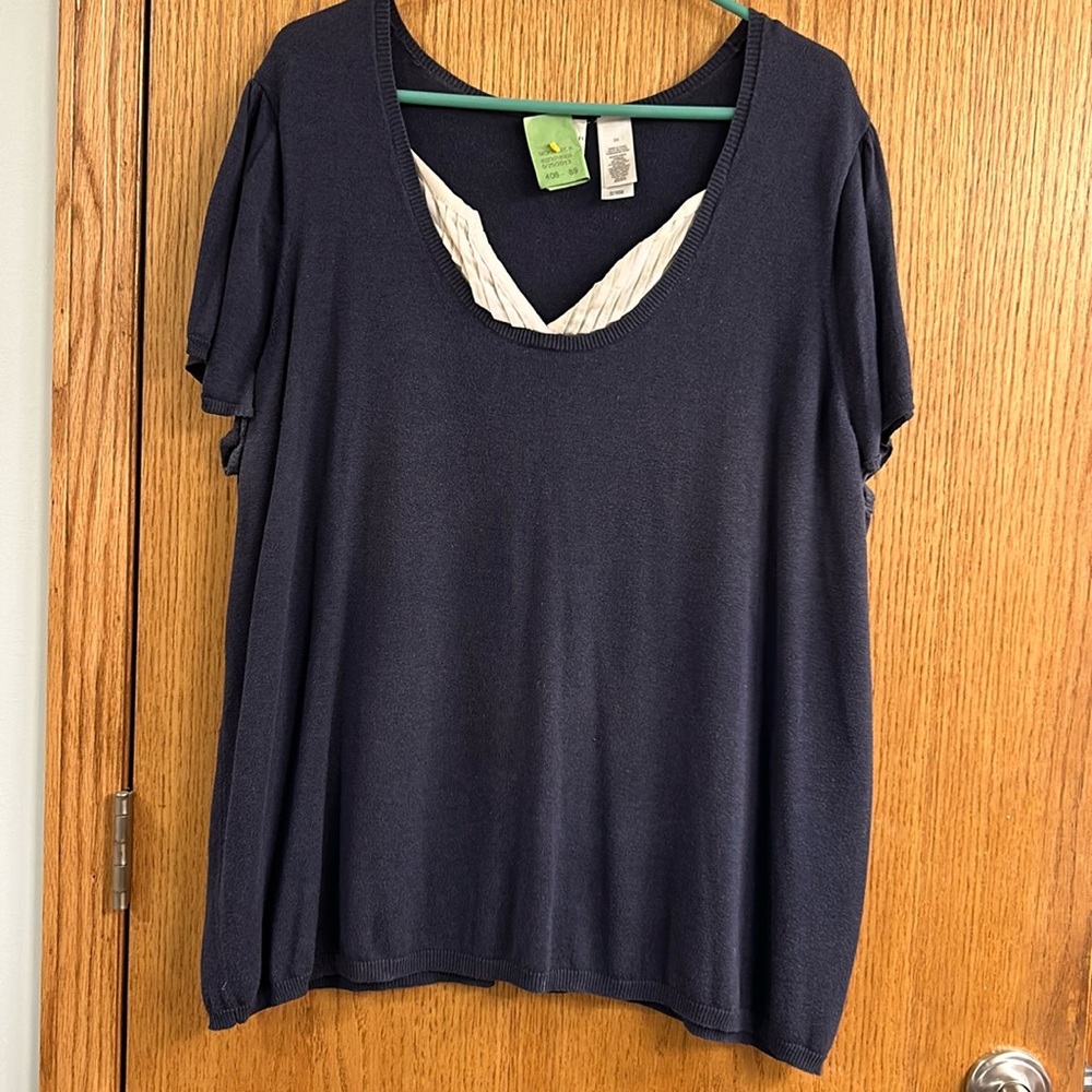Navy short sleeve sweater plus size